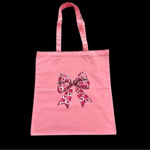 Pink Tote Bag with Heart Bow Design